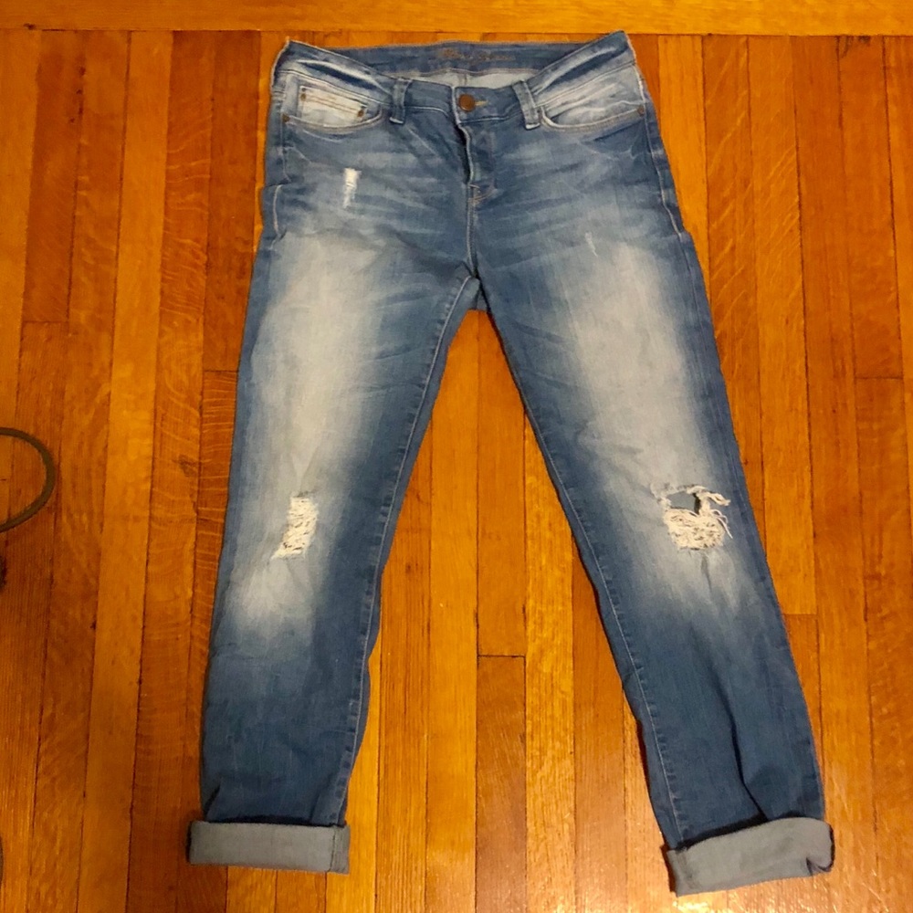 Mavi light wash distressed girlfriend jeans